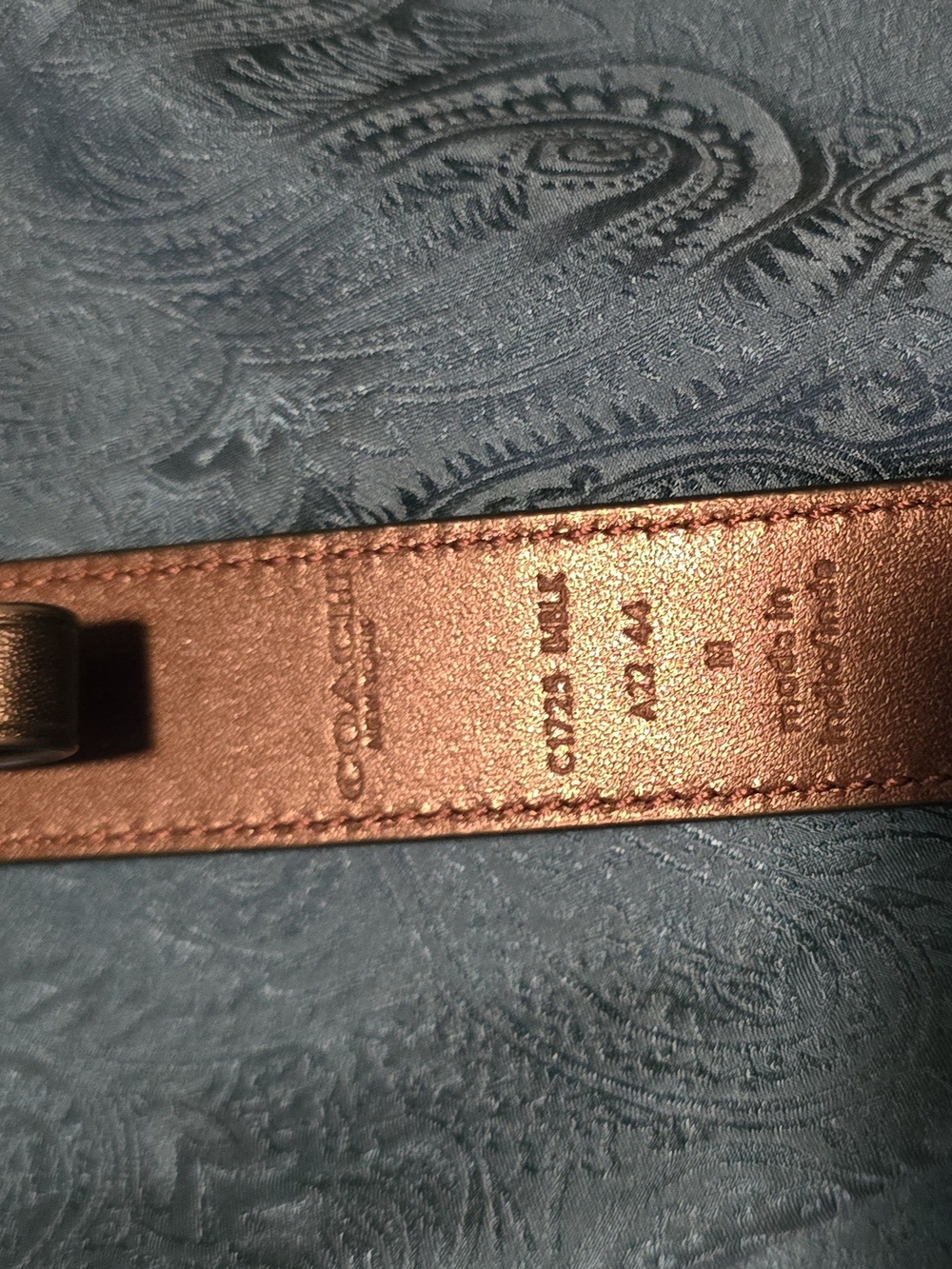 Coach Metallic Copper Leather Belt